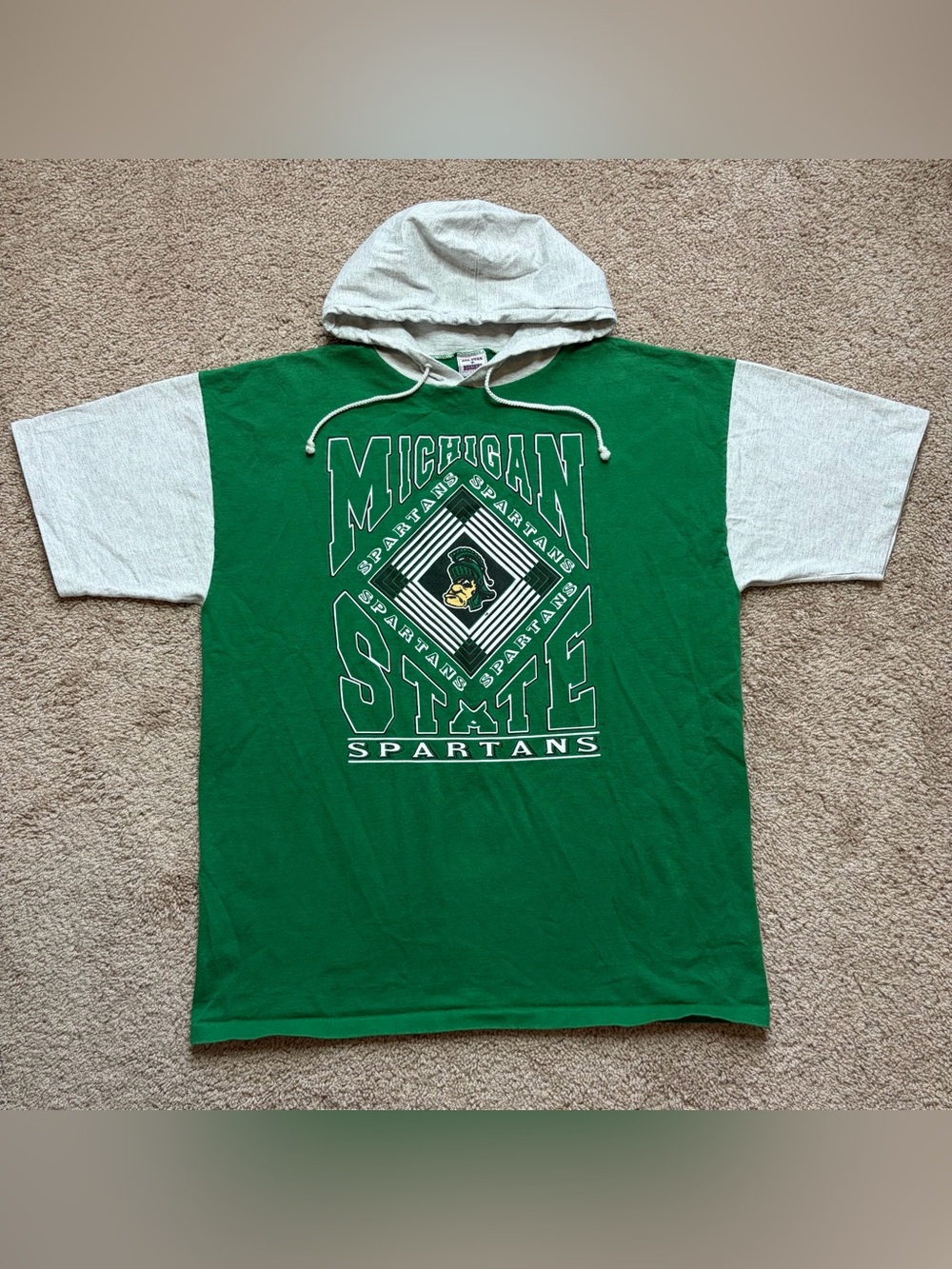 Vintage Michigan State University Spartans Short Sleeve Shirt Hoodie